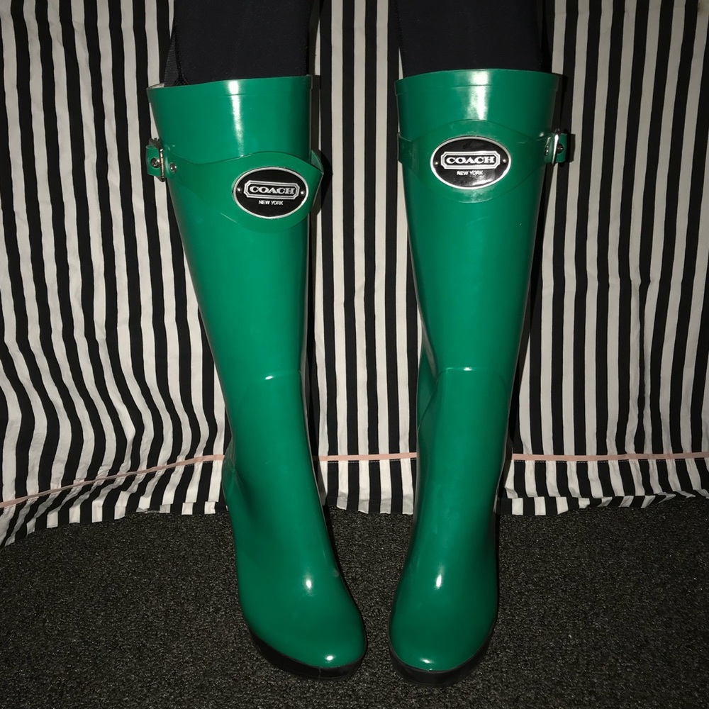 Rare Coach platform rain boots